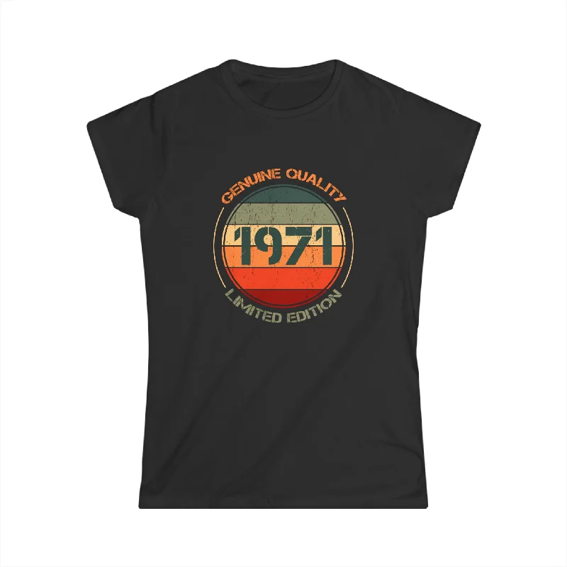 Vintage 1971 T Shirts for Women Retro Funny 1971 Birthday Womens T Shirt Graphic T-Shirt Round Neck Polyester