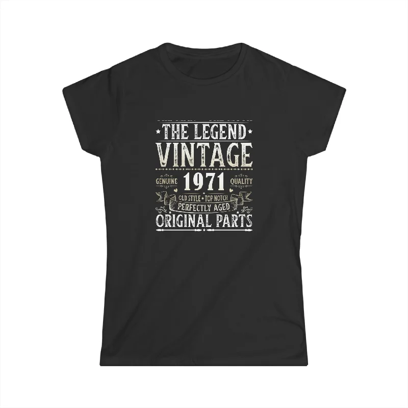 Vintage 1971 T Shirts for Women Retro Funny 1971 Birthday Womens T Shirts Print Jacquard Patchwork