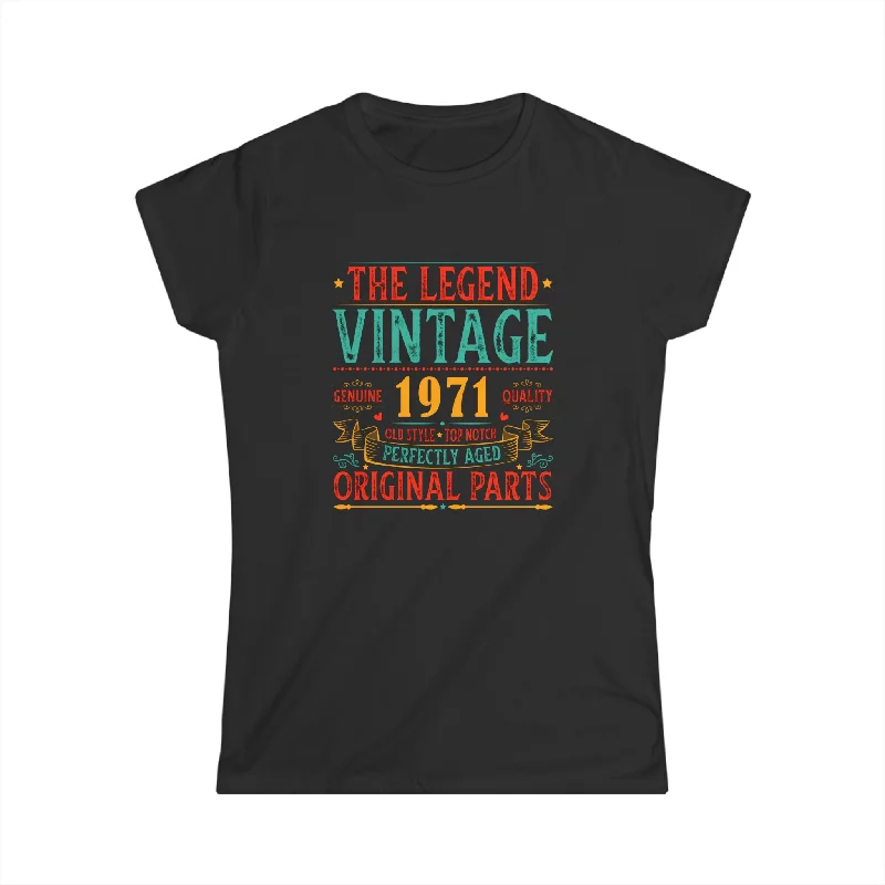 Vintage 1971 TShirt Women Limited Edition BDay 1971 Birthday Shirts for Women Striped Floral Plaid