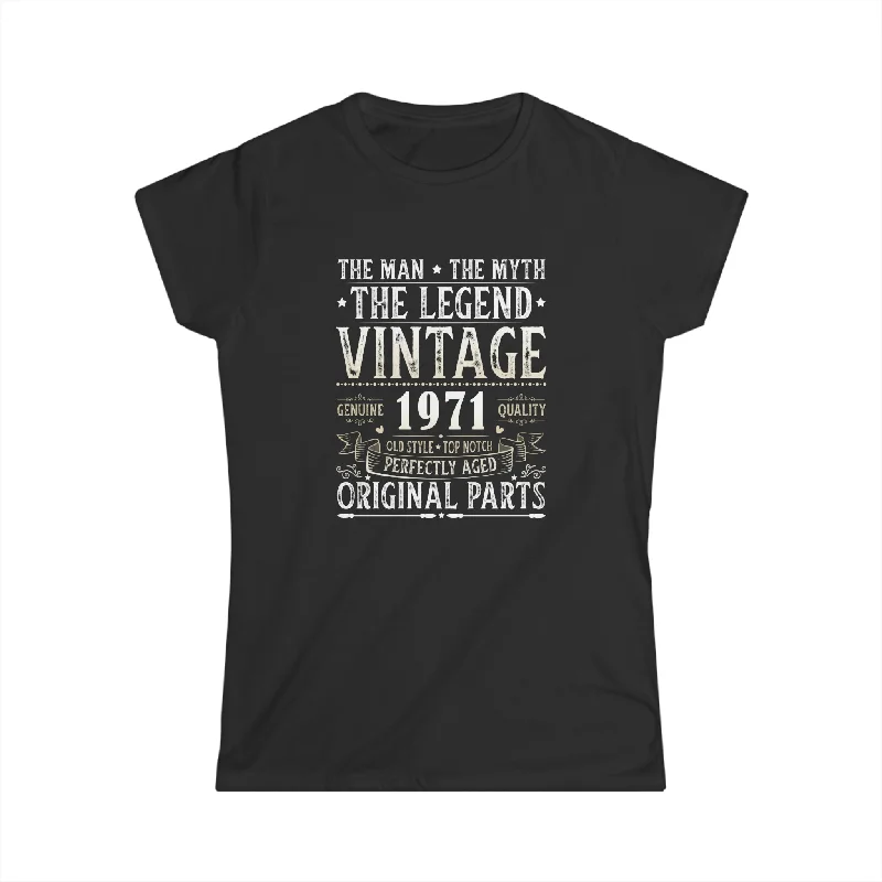 Vintage 1971 TShirt Women Limited Edition BDay 1971 Birthday Womens Shirts Silk Blend Satin Velvet