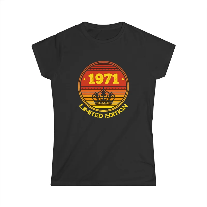 Vintage 1971 TShirt Women Limited Edition BDay 1971 Birthday Womens T Shirts Oversized T-Shirt Spandex breathable