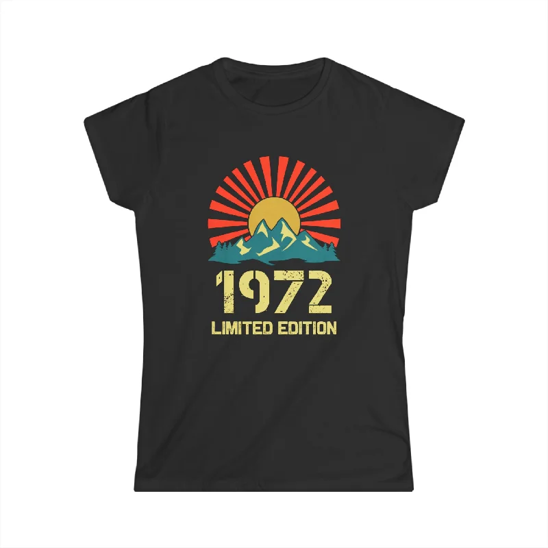 Vintage 1972 Limited Edition 1972 Birthday Shirts for Women Women Tops Knit Fabric Woven Fabric Fleece Fabric