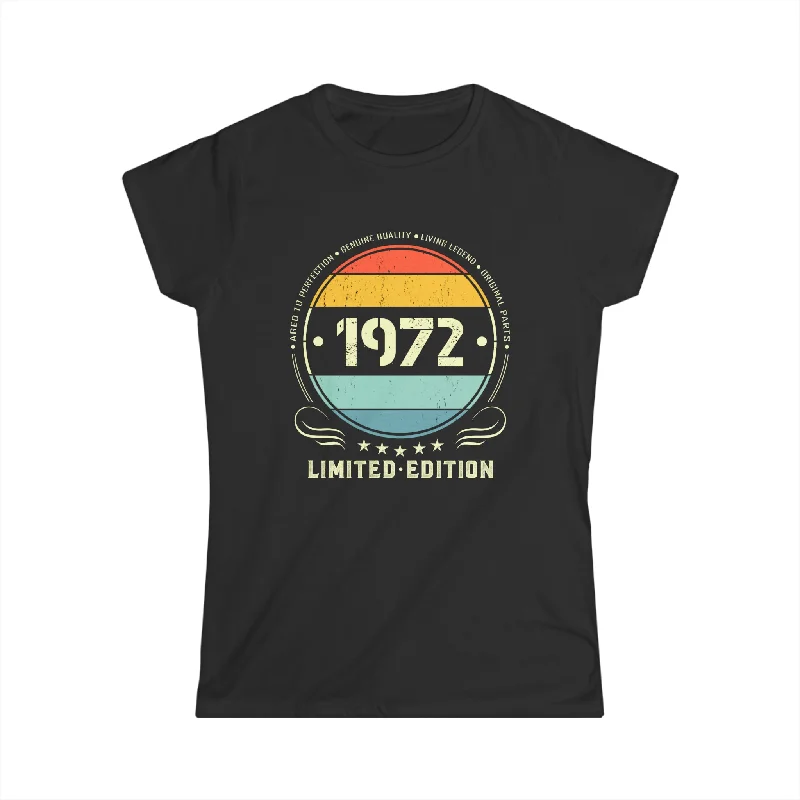 Vintage 1972 Limited Edition 1972 Birthday Shirts for Women Womens Shirt Nylon Fabric Polyester Fabric Spandex Fabric