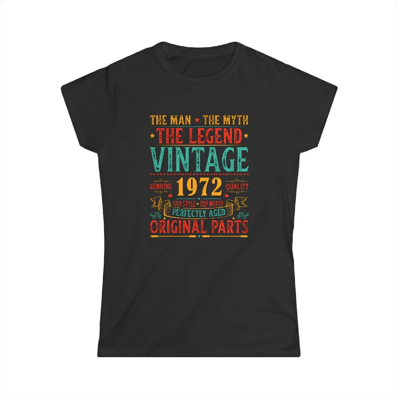 Vintage 1972 T Shirts for Women Retro Funny 1972 Birthday Shirts for Women Hooded Caped Shawl Collar