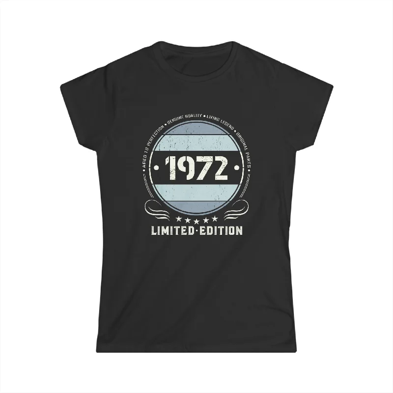 Vintage 1972 T Shirts for Women Retro Funny 1972 Birthday Shirts for Women Chenille Fabric Brocade Fabric Lace Fabric