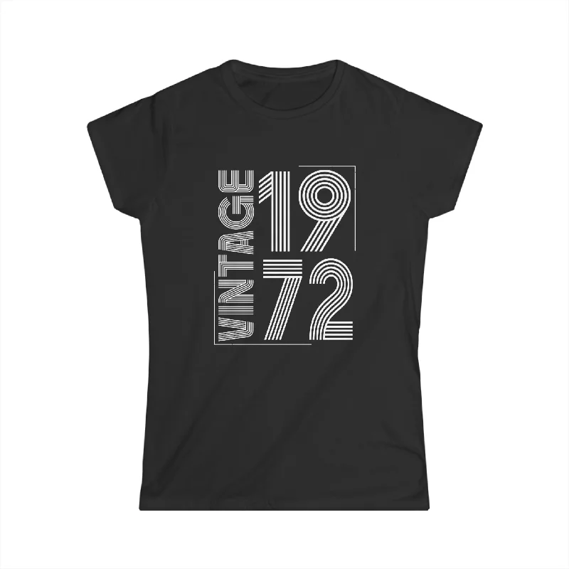 Vintage 1972 T Shirts for Women Retro Funny 1972 Birthday Womens Shirt Embroidered Appliqued Beaded