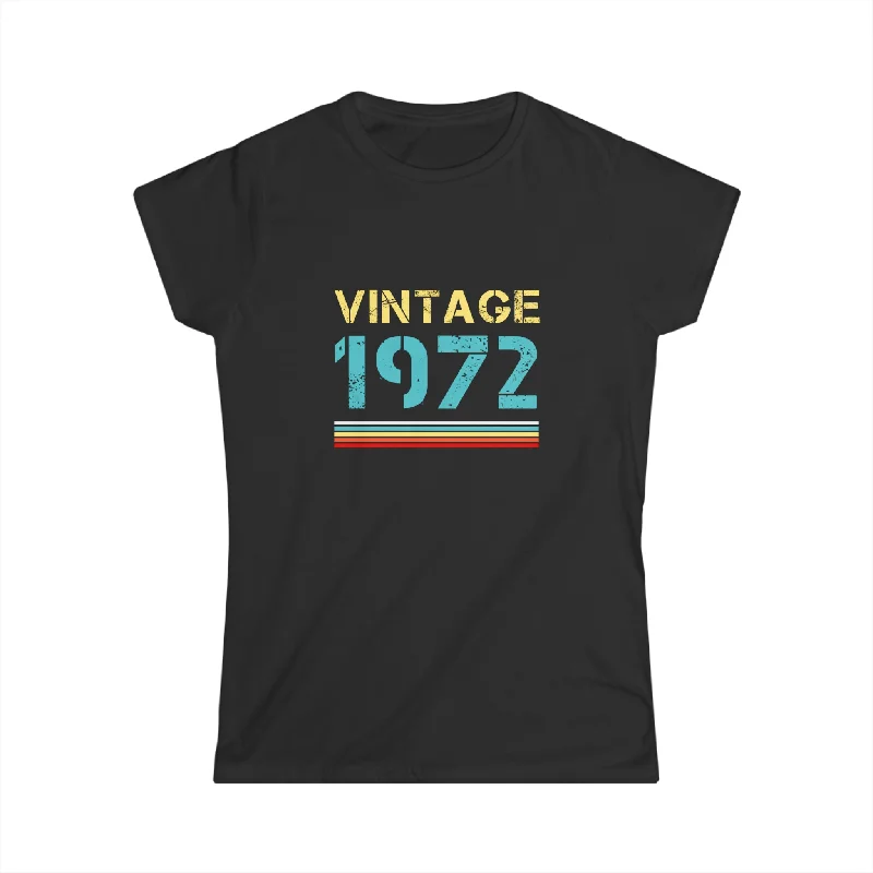 Vintage 1972 T Shirts for Women Retro Funny 1972 Birthday Womens T Shirt Chenille Blend Fleece Blend Nylon Blend