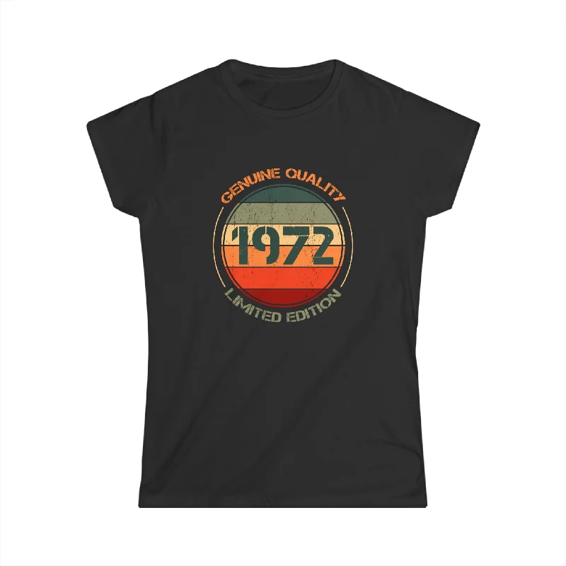 Vintage 1972 T Shirts for Women Retro Funny 1972 Birthday Womens T Shirt Front Pockets Side Pockets Patch Pockets