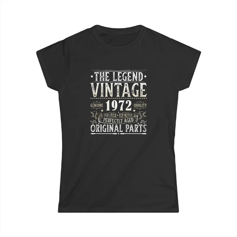 Vintage 1972 T Shirts for Women Retro Funny 1972 Birthday Womens T Shirts Ribbed T-Shirt High Neck Heavyweight