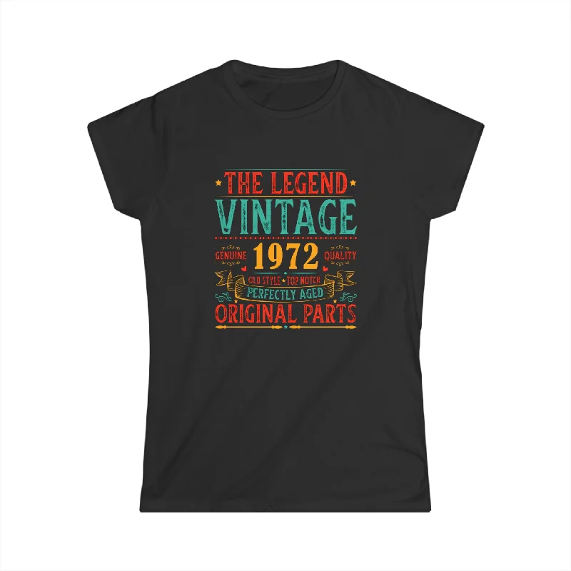 Vintage 1972 TShirt Women Limited Edition BDay 1972 Birthday Shirts for Women Graphic T-Shirt Round Neck Polyester