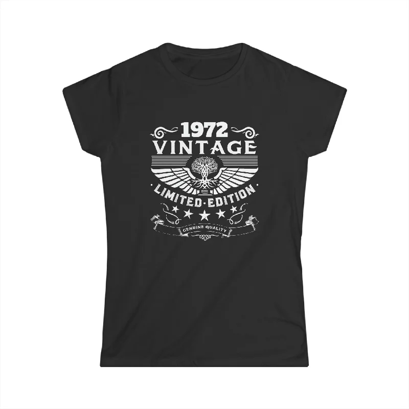 Vintage 1972 TShirt Women Limited Edition BDay 1972 Birthday Women Tops Fleece Fabric Down Fabric Feather Fabric