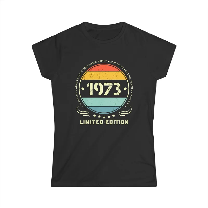 Vintage 1973 Limited Edition 1973 Birthday Shirts for Women Women Shirts Fleece Nylon Spandex