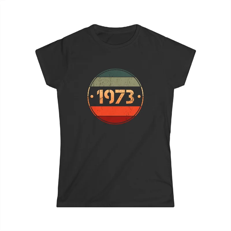 Vintage 1973 Limited Edition 1973 Birthday Shirts for Women Womens Shirts Asymmetrical Pockets Print