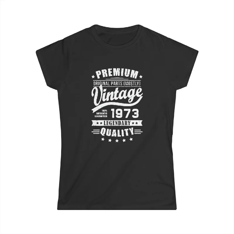 Vintage 1973 T Shirts for Women Retro Funny 1973 Birthday Shirts for Women Cotton Fabric Linen Fabric Terry Fabric