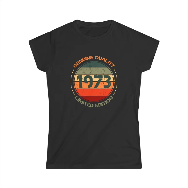 Vintage 1973 T Shirts for Women Retro Funny 1973 Birthday Womens T Shirts Plaid T-Shirt Polka Dot Checkered