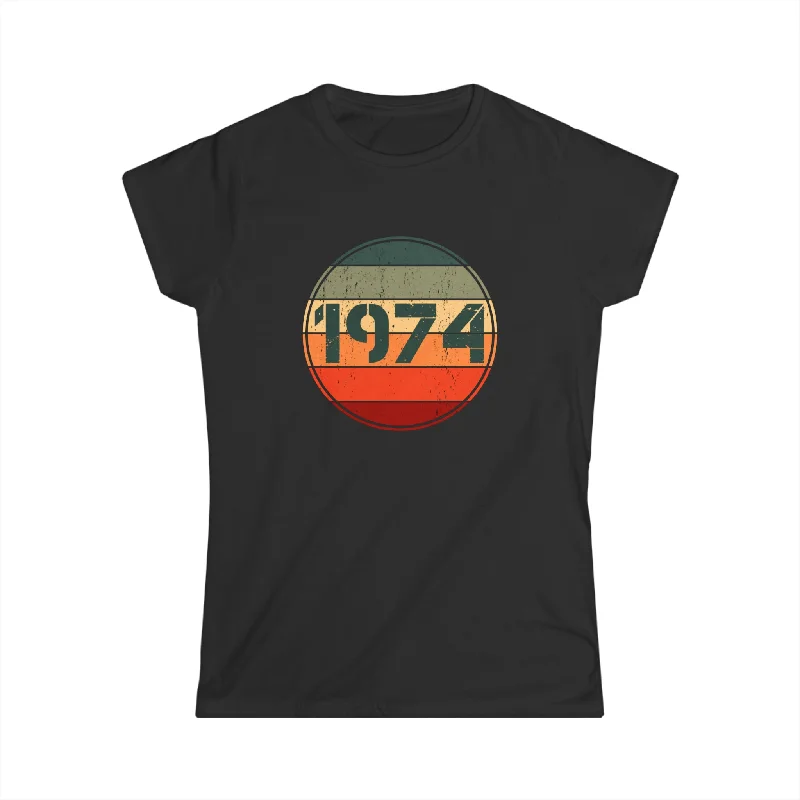 Vintage 1974 Birthday Shirts for Women Funny 1974 Birthday Womens T Shirt Nylon Fabric Polyester Fabric Spandex Fabric