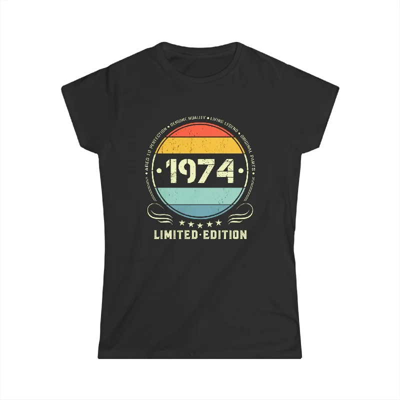 Vintage 1974 Limited Edition 1974 Birthday Shirts for Women Women Shirts Cashmere Blend Cotton Blend Poly Blend