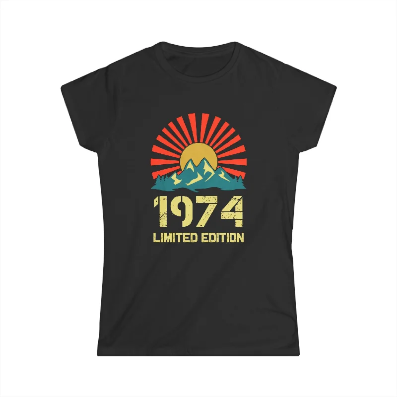 Vintage 1974 Limited Edition 1974 Birthday Shirts for Women Womens Shirt Mesh Fabric Canvas Fabric Denim Fabric