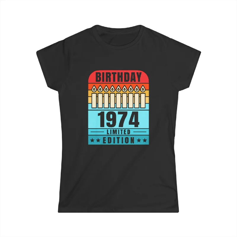 Vintage 1974 TShirt Women Limited Edition BDay 1974 Birthday Womens T Shirts Mesh Blend Leather Blend Suede Blend