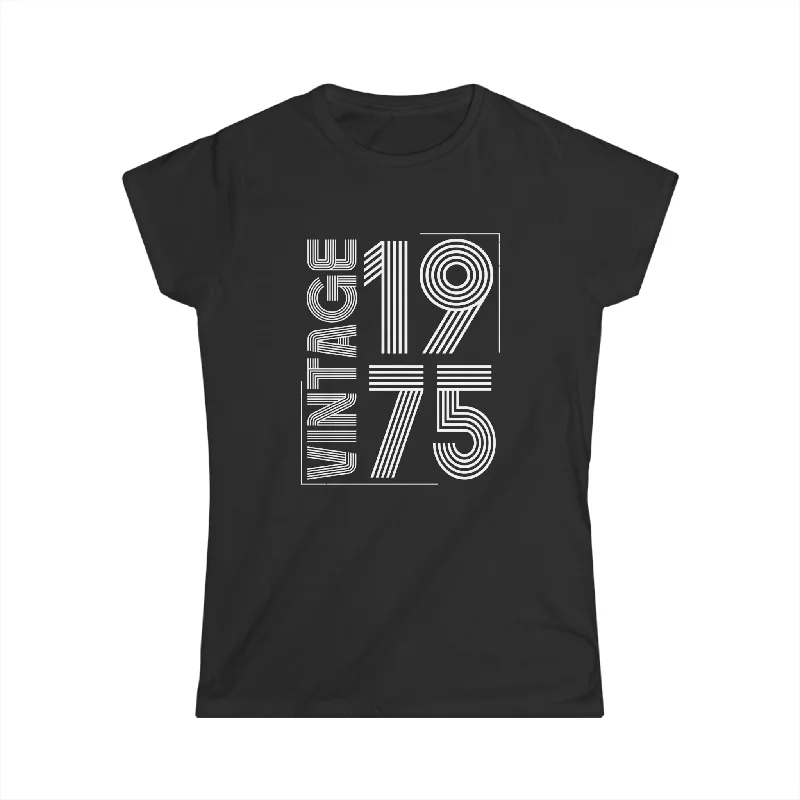 Vintage 1975 T Shirts for Women Retro Funny 1975 Birthday Womens Shirts Mesh Blend Leather Blend Suede Blend