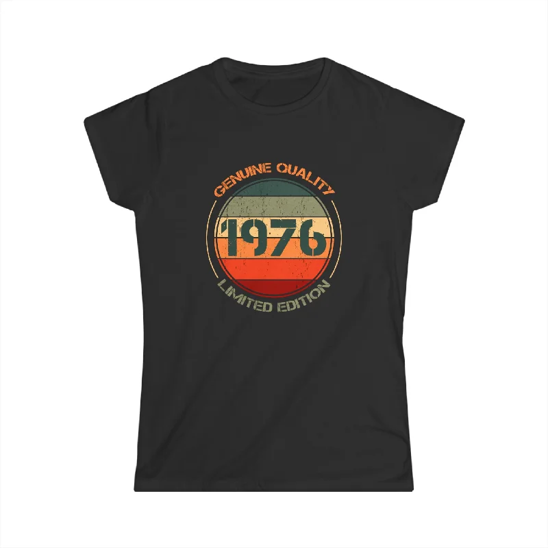 Vintage 1976 T Shirts for Women Retro Funny 1976 Birthday Womens Shirt Spandex Blend Rayon Blend Denim Blend