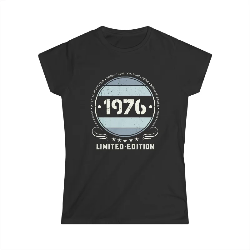 Vintage 1976 T Shirts for Women Retro Funny 1976 Birthday Womens T Shirts Notch Collar Peter Pan Collar Cowl Neck