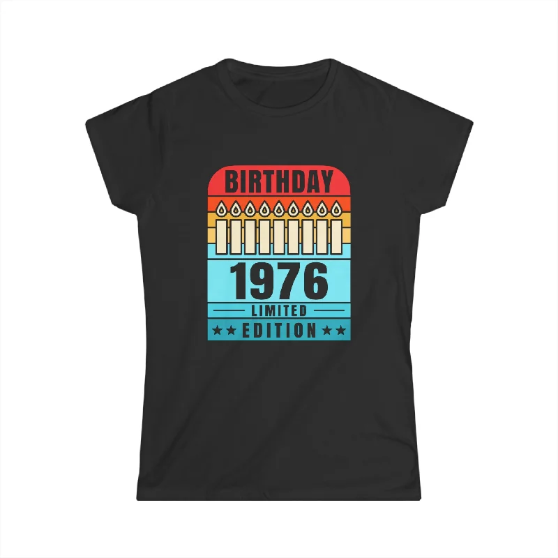 Vintage 1976 TShirt Women Limited Edition BDay 1976 Birthday Shirts for Women Basic T-Shirt Crew Neck Short Sleeve