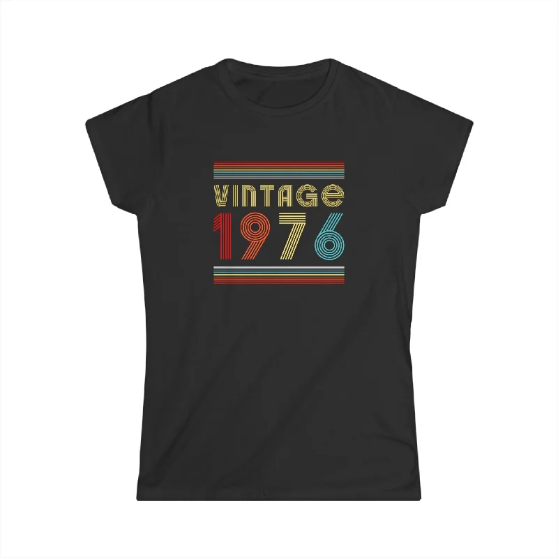 Vintage 1976 TShirt Women Limited Edition BDay 1976 Birthday Women Tops Fitted T-Shirt Seamless Stretchy