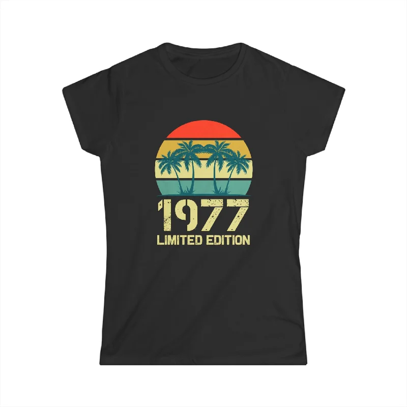 Vintage 1977 Birthday Shirts for Women Funny 1977 Birthday Womens Shirts Chenille Blend Fleece Blend Nylon Blend