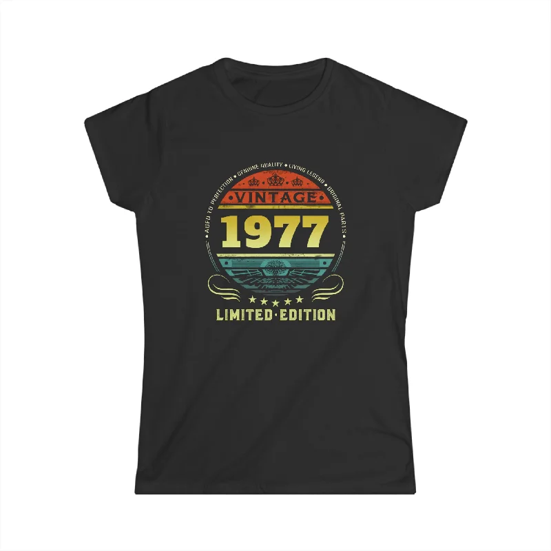 Vintage 1977 Limited Edition 1977 Birthday Shirts for Women Women Tops Terry Blend Velvet Blend Canvas Blend