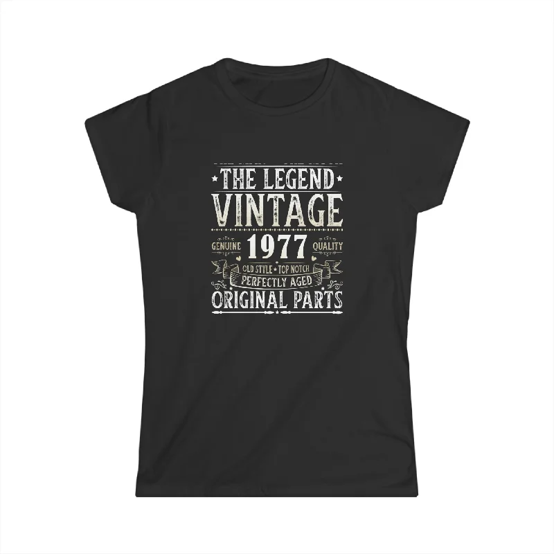 Vintage 1977 T Shirts for Women Retro Funny 1977 Birthday Shirts for Women Polka Dot Checkered Tartan