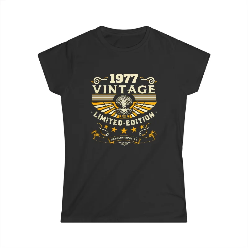 Vintage 1977 T Shirts for Women Retro Funny 1977 Birthday Women Shirts Lace Blend Ribbed Blend Corduroy Blend