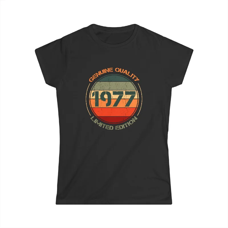 Vintage 1977 T Shirts for Women Retro Funny 1977 Birthday Womens Shirt Beaded Sequined Faux Fur