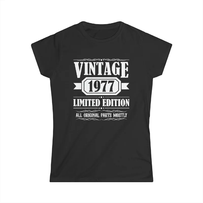 Vintage 1977 TShirt Women Limited Edition BDay 1977 Birthday Womens Shirts Cotton Fabric Linen Fabric Terry Fabric