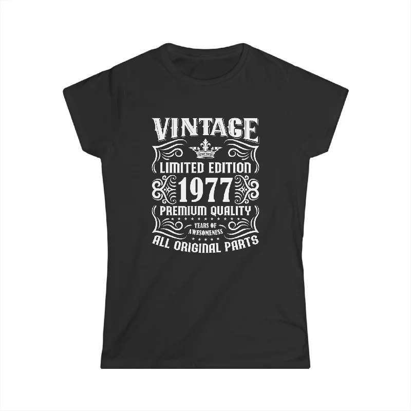 Vintage 1977 TShirt Women Limited Edition BDay 1977 Birthday Womens T Shirt Fleece Fabric Down Fabric Feather Fabric