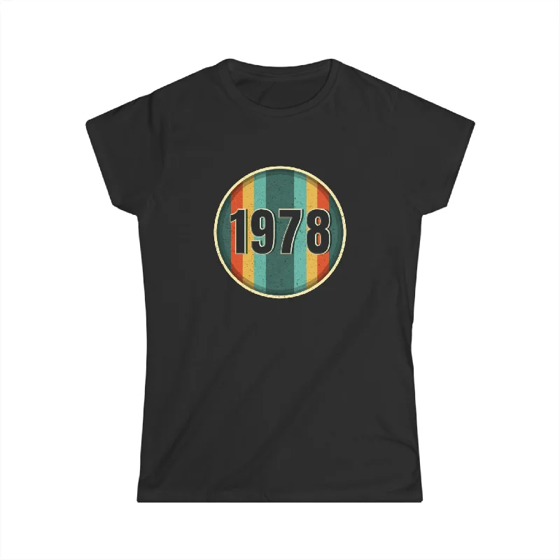 Vintage 1978 Birthday Shirts for Women Funny 1978 Birthday Womens Shirt V-Neck T-Shirt Long Sleeve Cotton