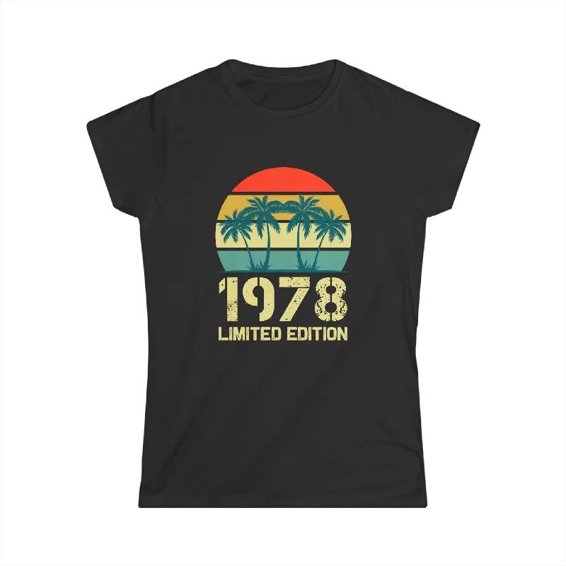 Vintage 1978 Birthday Shirts for Women Funny 1978 Birthday Womens Shirts Front Pockets Side Pockets Patch Pockets