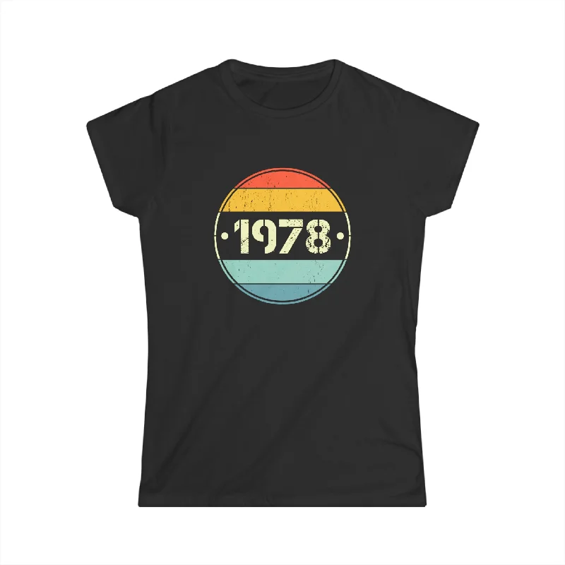 Vintage 1978 Birthday Shirts for Women Funny 1978 Birthday Womens T Shirt Ribbed T-Shirt High Neck Heavyweight