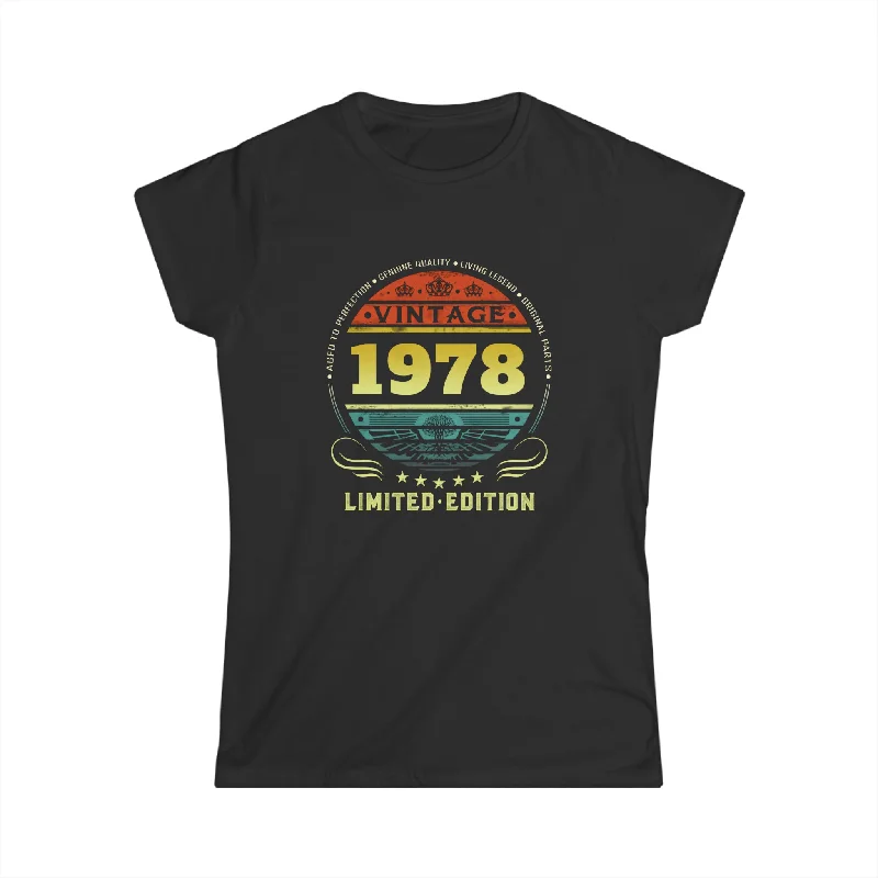 Vintage 1978 Limited Edition 1978 Birthday Shirts for Women Women Tops Basic T-Shirt Crew Neck Short Sleeve