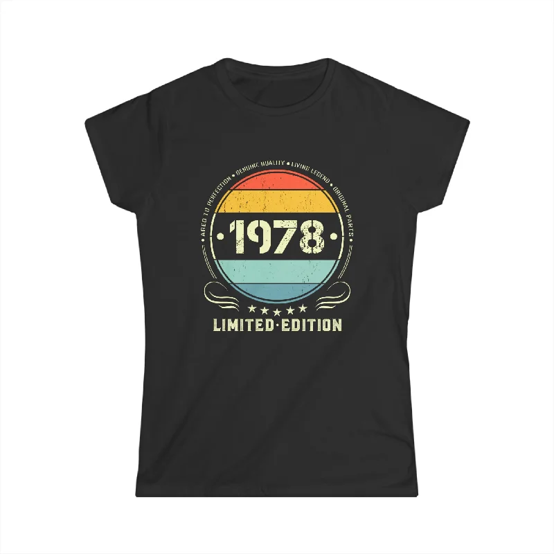 Vintage 1978 Limited Edition 1978 Birthday Shirts for Women Womens Shirts Fitted T-Shirt Seamless Stretchy