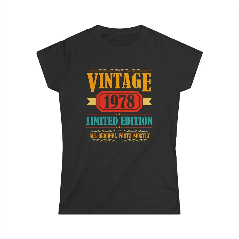 Vintage 1978 T Shirts for Women Retro Funny 1978 Birthday Shirts for Women Hooded Caped Shawl Collar