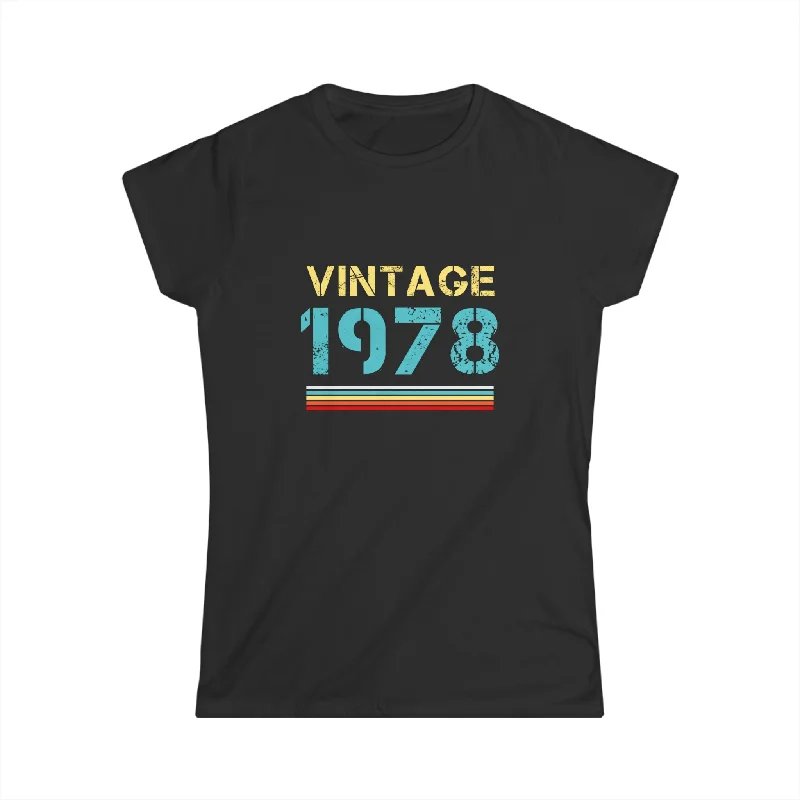 Vintage 1978 T Shirts for Women Retro Funny 1978 Birthday Womens Shirt Elegant Classic Vintage