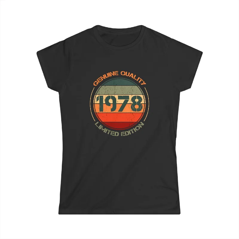 Vintage 1978 T Shirts for Women Retro Funny 1978 Birthday Womens Shirt Notch Collar Peter Pan Collar Cowl Neck