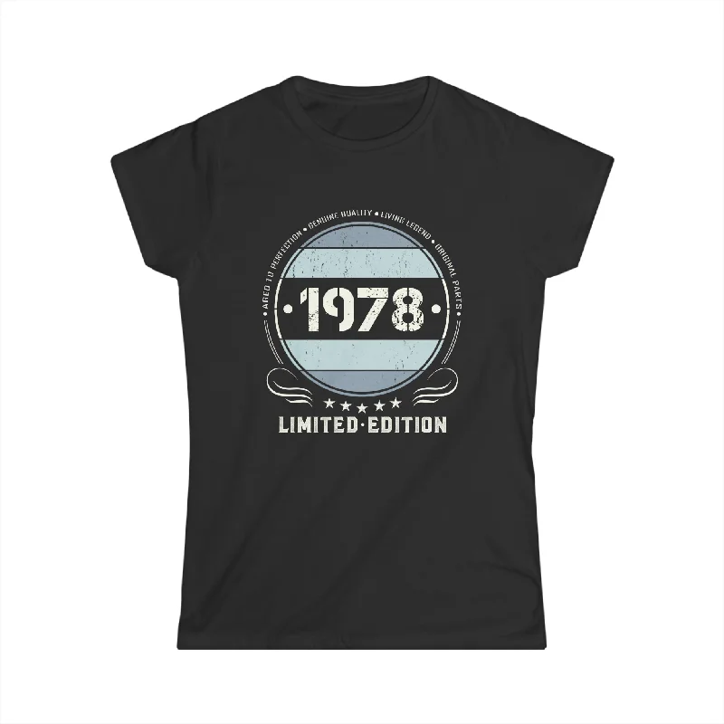 Vintage 1978 T Shirts for Women Retro Funny 1978 Birthday Womens T Shirts Thin T-Shirt Open Front Quick Dry