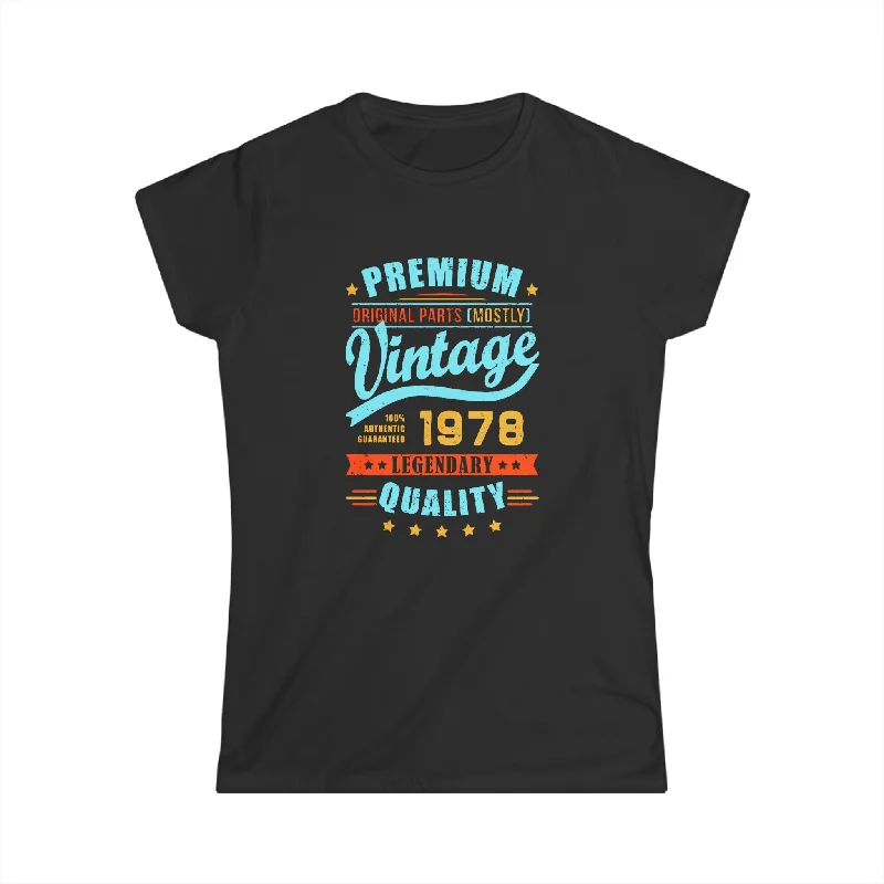 Vintage 1978 TShirt Women Limited Edition BDay 1978 Birthday Shirts for Women Graphic Embroidered Appliqued