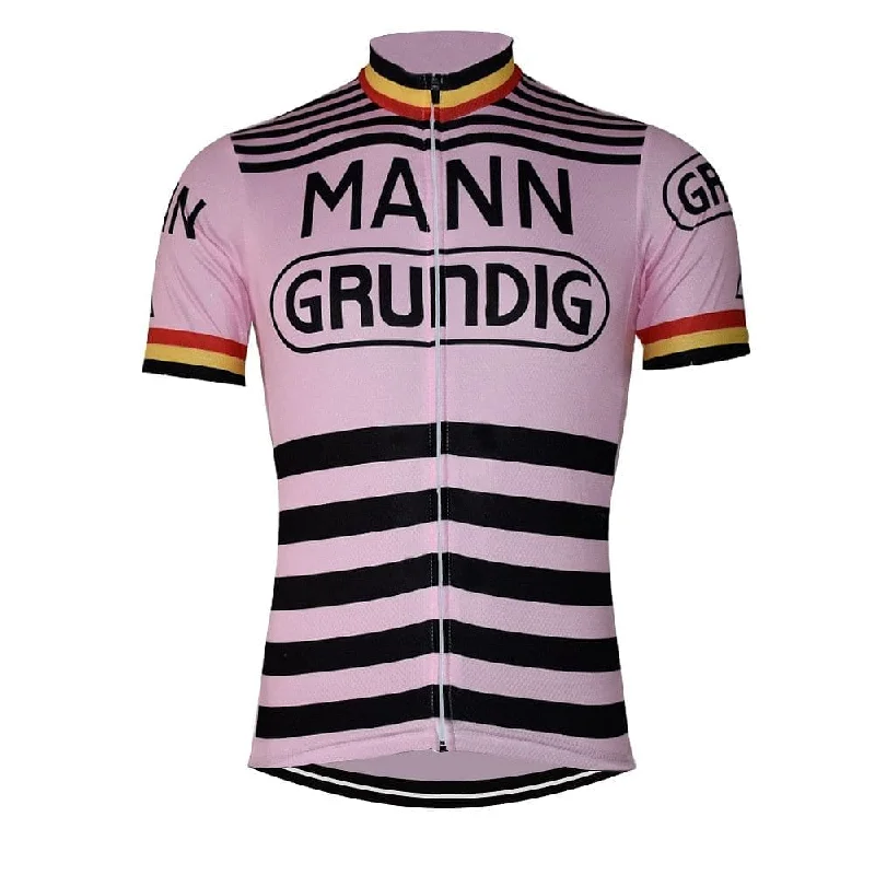 Retro Dr. Mann Grundig Cycling Jersey - Pink Metallic Jersey Tee