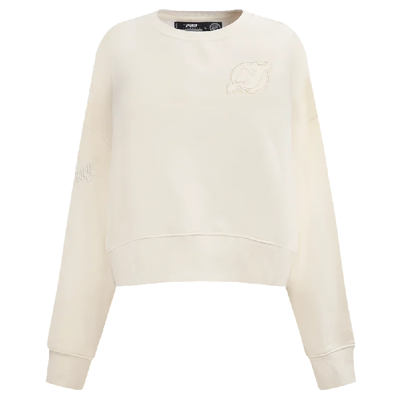 NHL NEW JERSEY DEVILS NEUTRAL WOMEN'S CREWNECK (EGGSHELL) Premium Jersey Tee