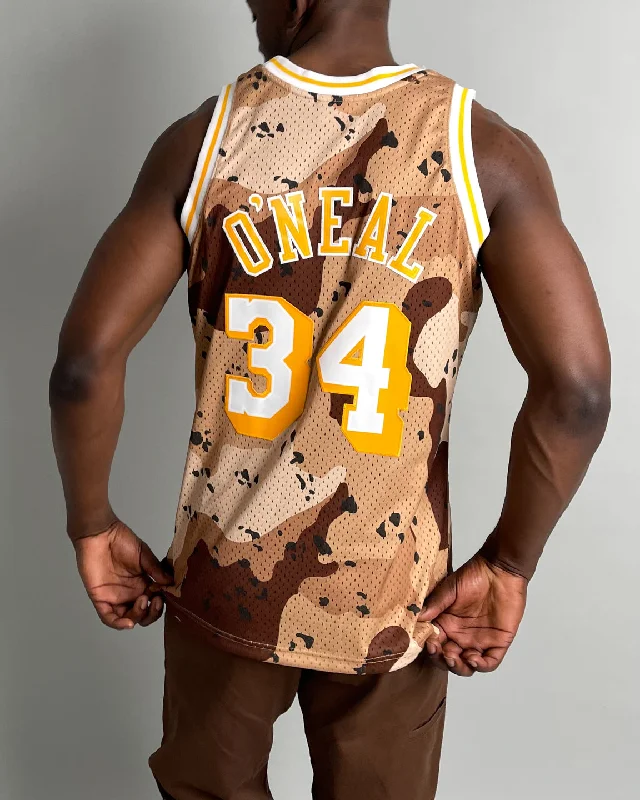 Mitchell & Ness Los Angeles Lakers Shaquille O'Neal #34 '96-'97 Camo Ref Jersey Sand Camo Burgundy Jersey Tee