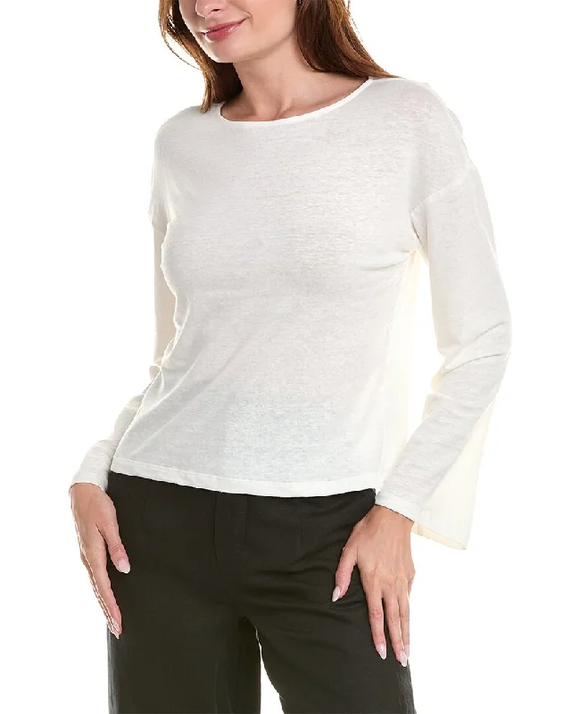 Onia Linen-Blend Jersey Boatneck Top Polka Dot Jersey Shirt