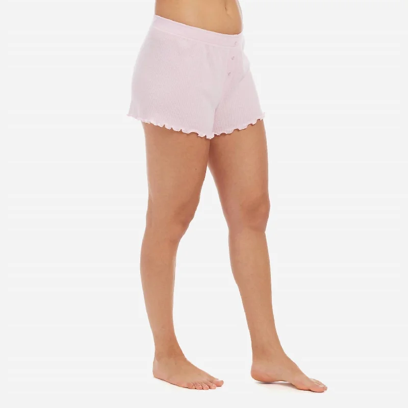 Ribbed Jersey Sleep Short In Pastel Pink Designer Jersey Tee